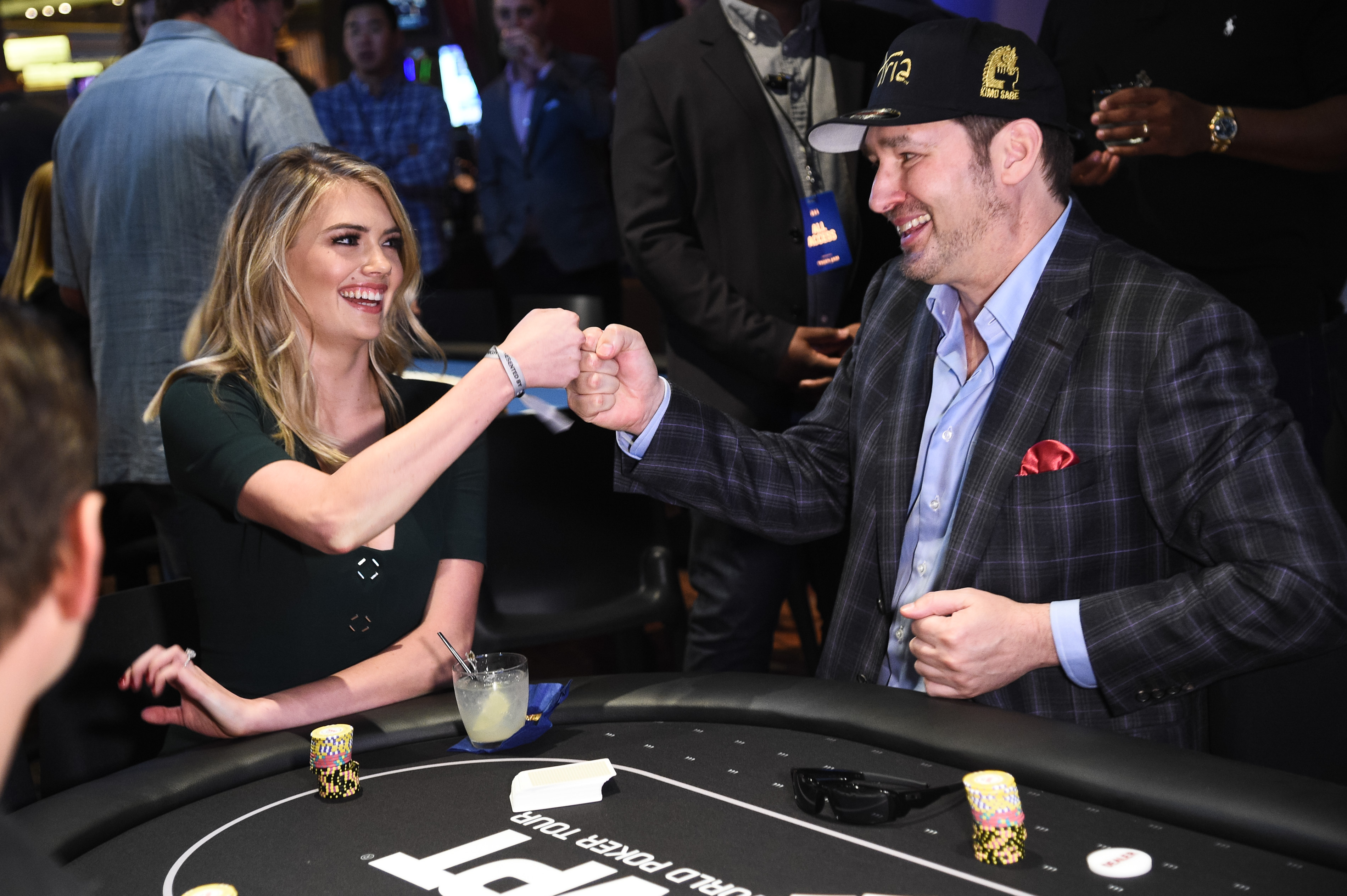 Kate Upton and Phil Hellmuth at Tiger's Poker Night