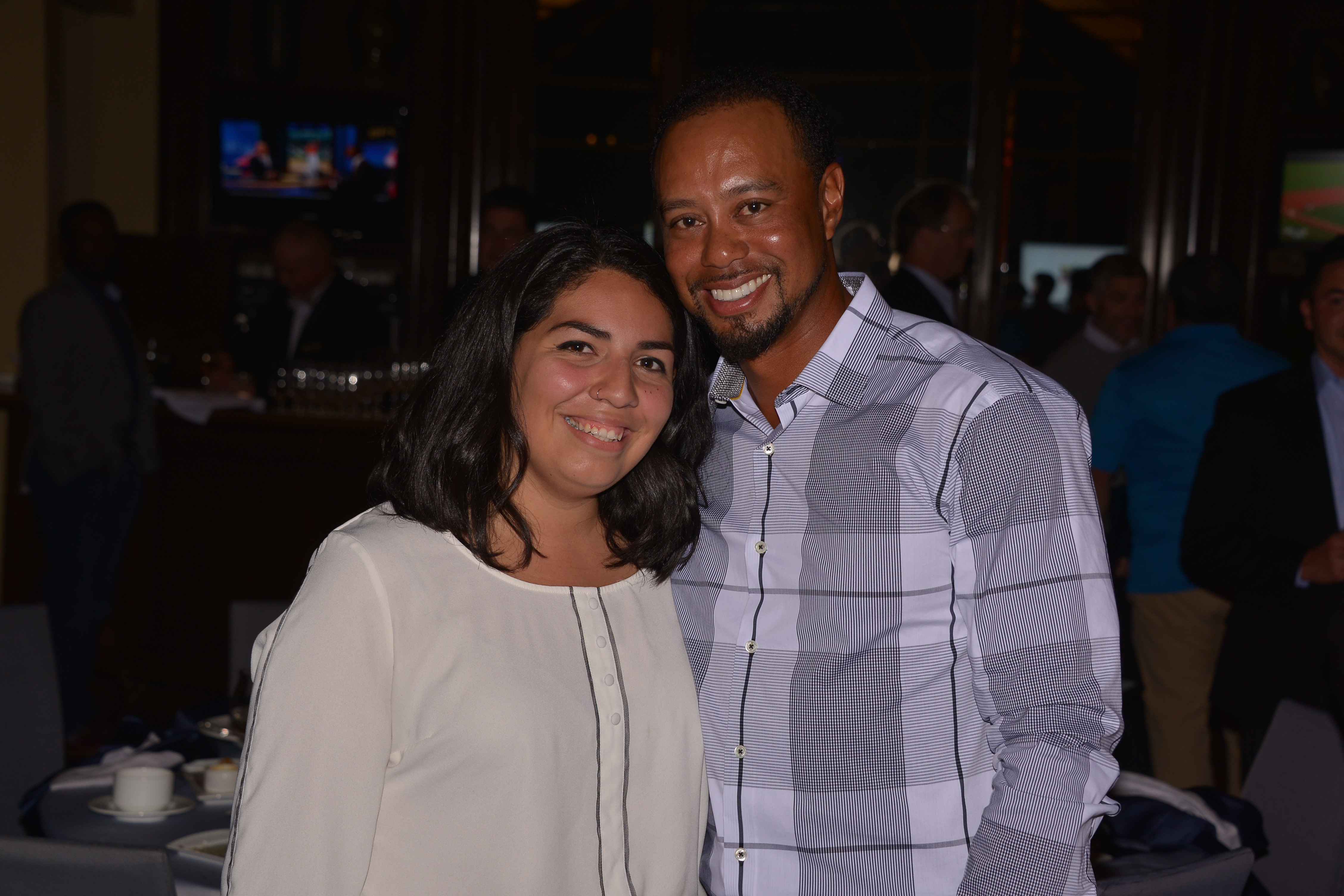 Tiger Woods with 2016 Fullbright Scholar Alicia Frausto