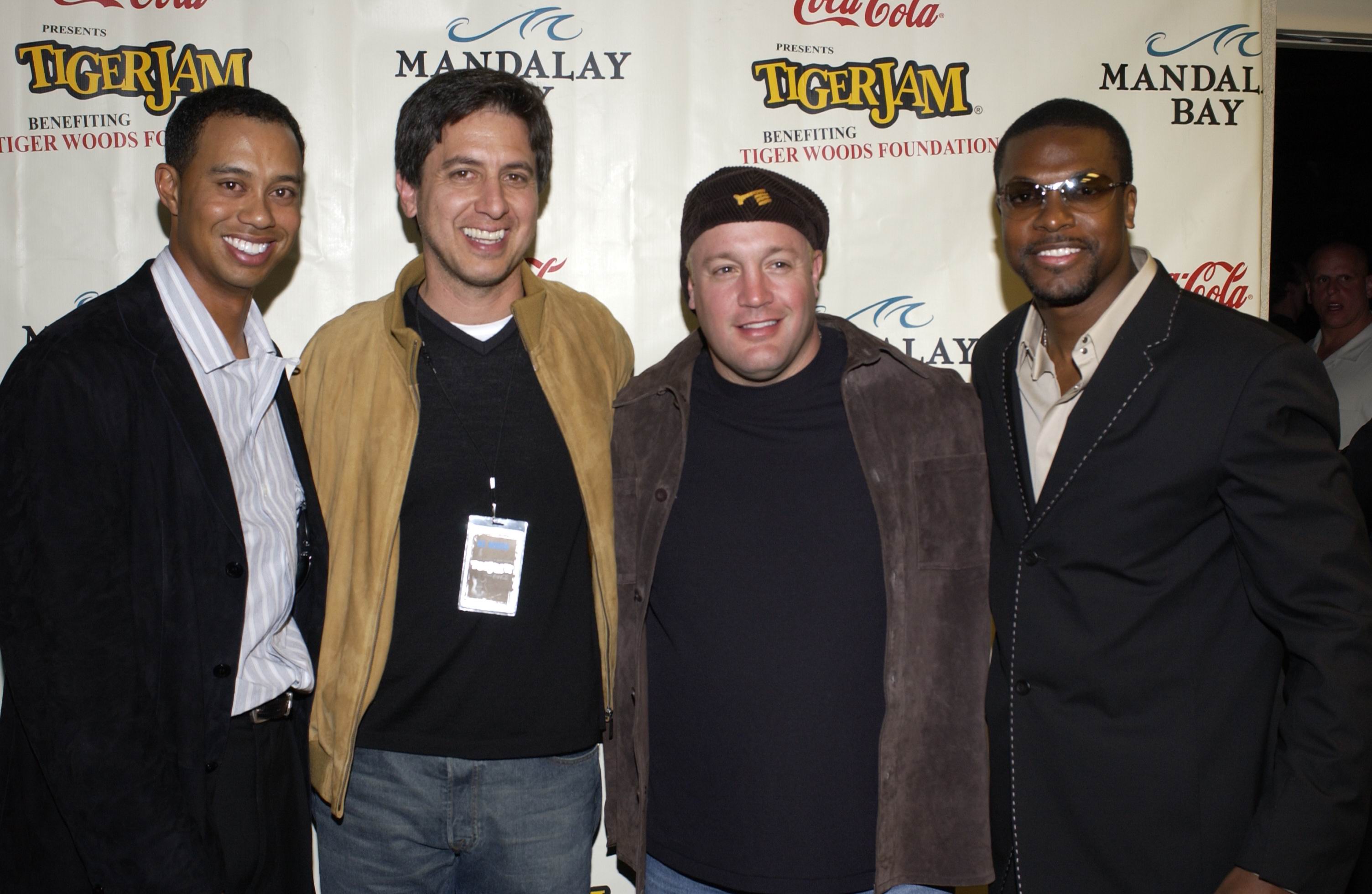 Tiger Woods, Ray Romano, Kevin James and Chris Tucker at Tiger Jam in 2003