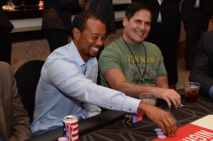 Tiger Woods and Mark Cuban at poker night