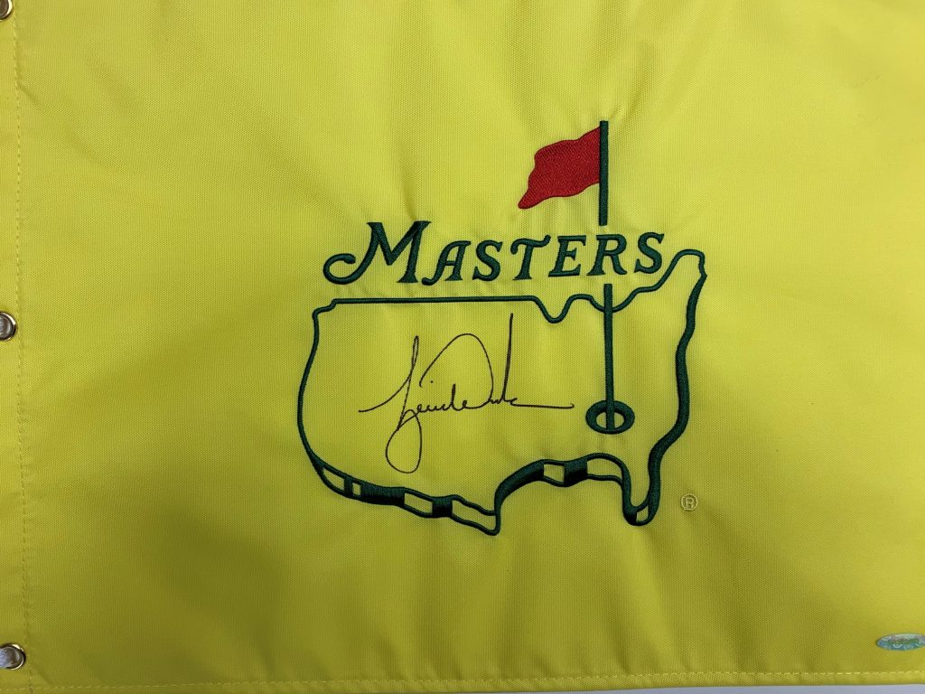 Tiger Woods signed Masters pin flag