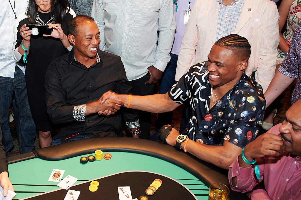 Tiger & Russell Westbrook at Tiger's Poker Night